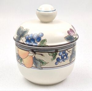 Mikasa Garden Harvest Covered Jam & Jelly Jar Sugar Bowl Honey Pot Cottage NWOT